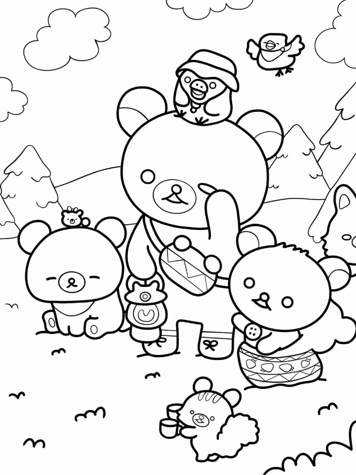 Birthday Rilakkuma Coloring Pages