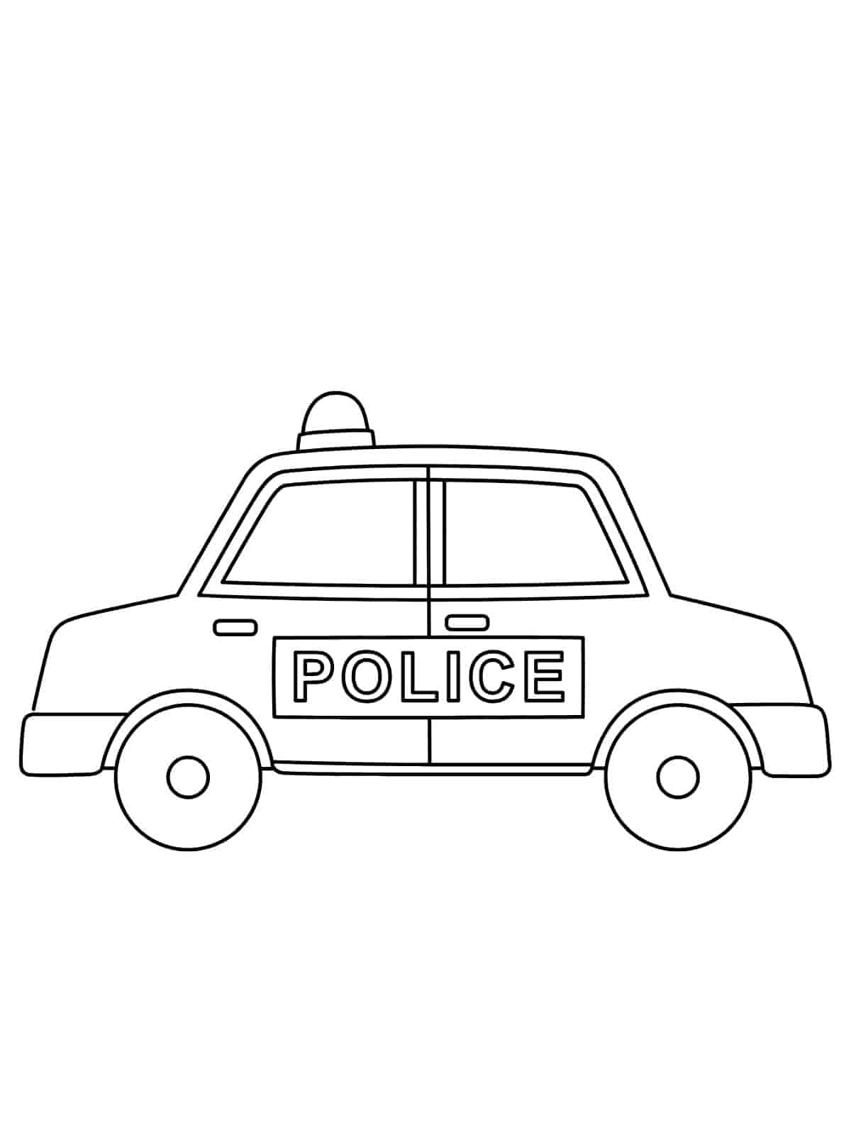 Black And White Police Car Coloring Page