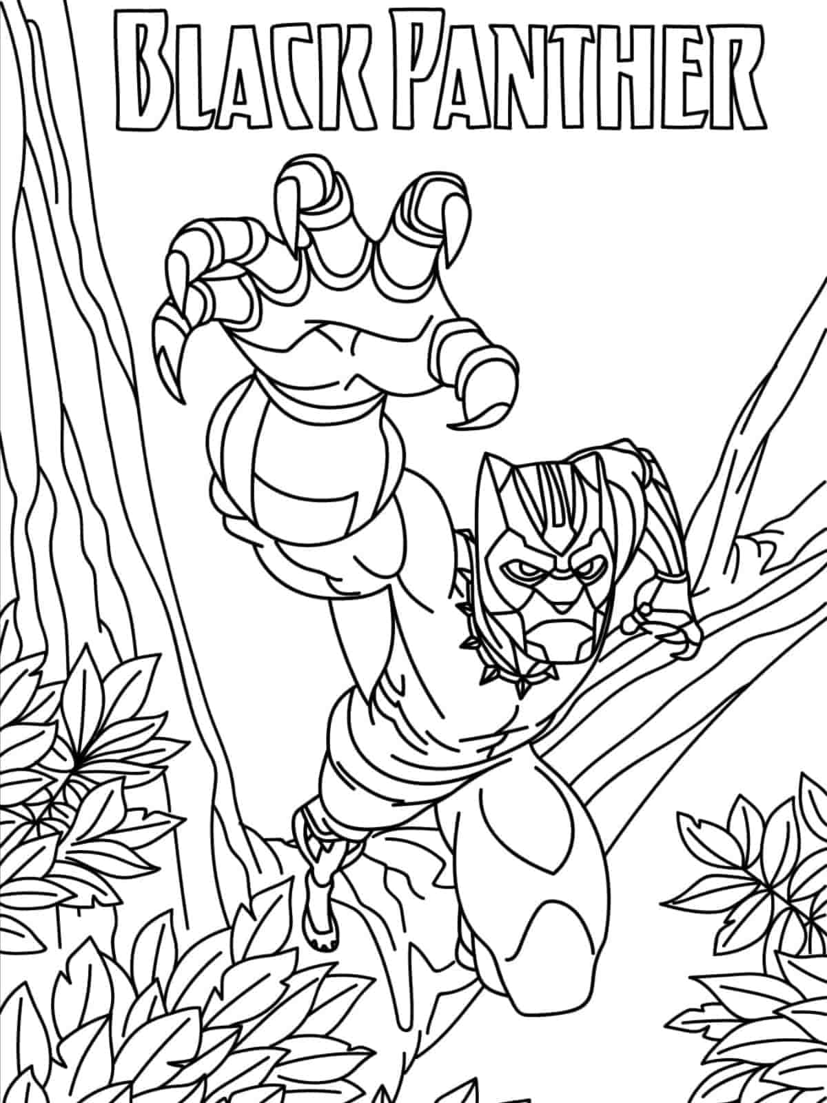 Black Panther Hero Coloring Page