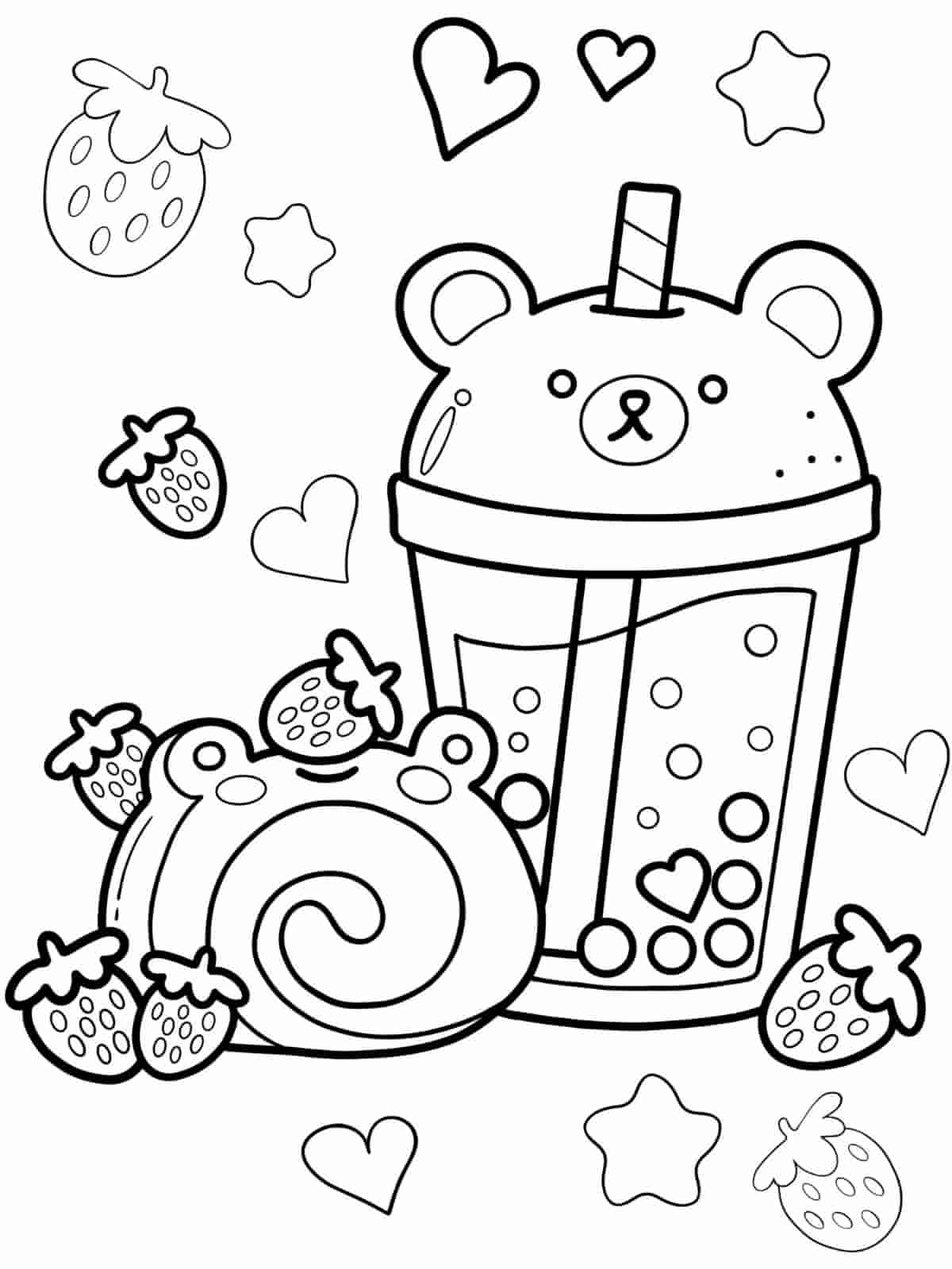 Boba Tea And Desserts Coloring Pages