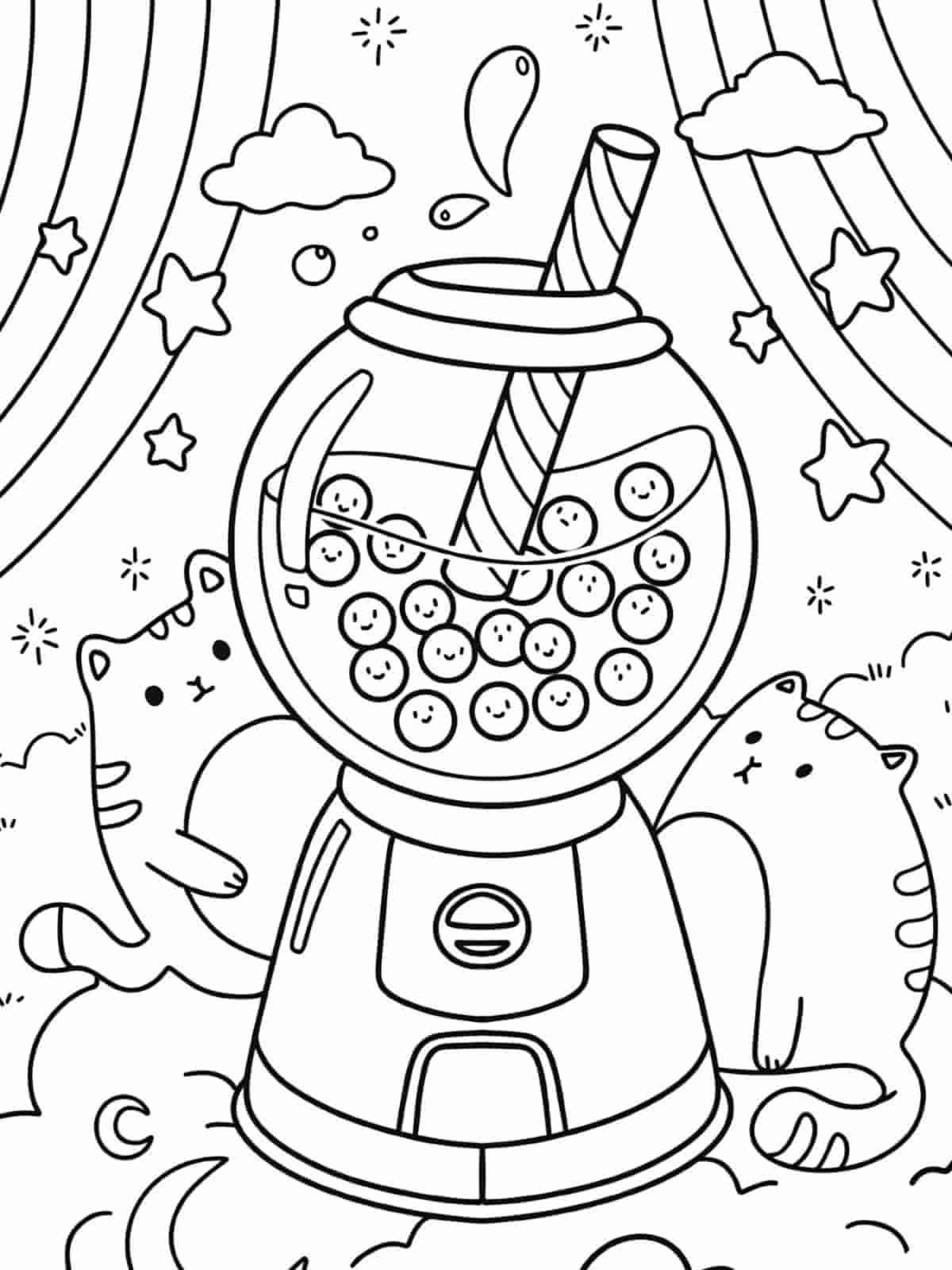 Boba Tea And Straw Coloring Pages