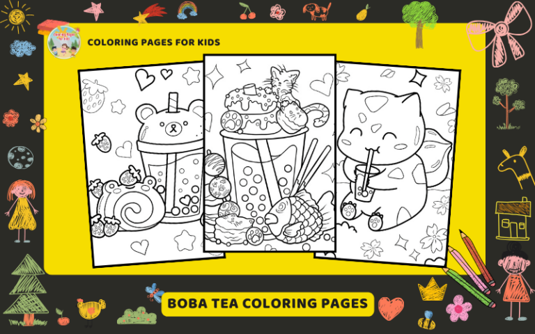 Boba Tea Coloring Pages Featured Image