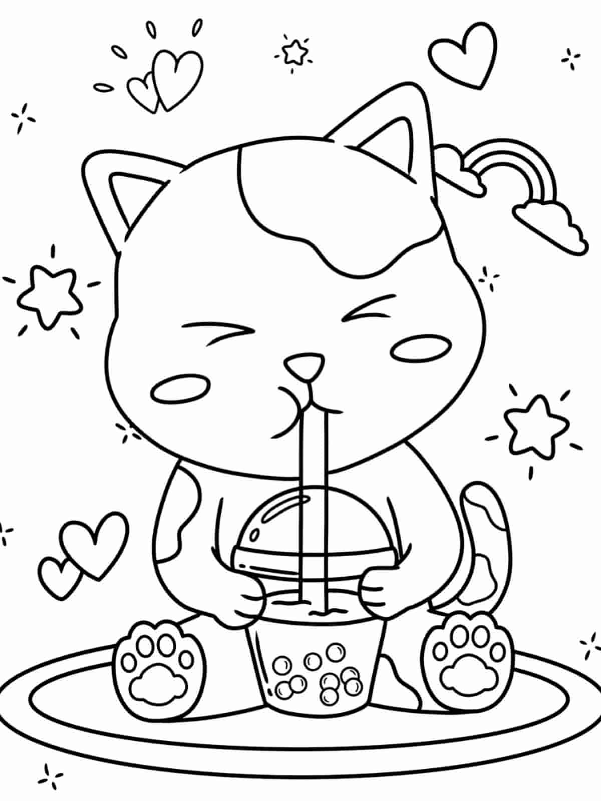 Boba Tea In Cup Coloring Pages