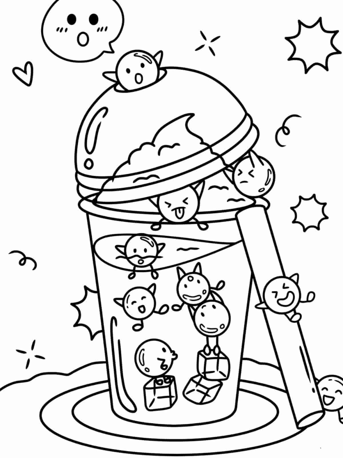 Boba Tea Party Coloring Pages