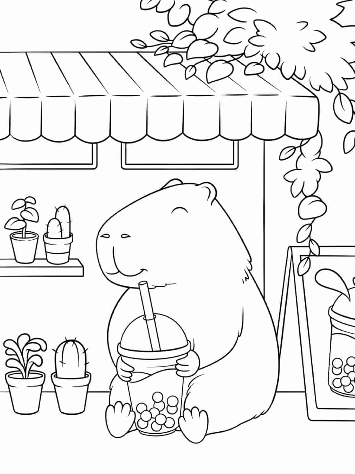 Boba Tea With Faces Coloring Pages