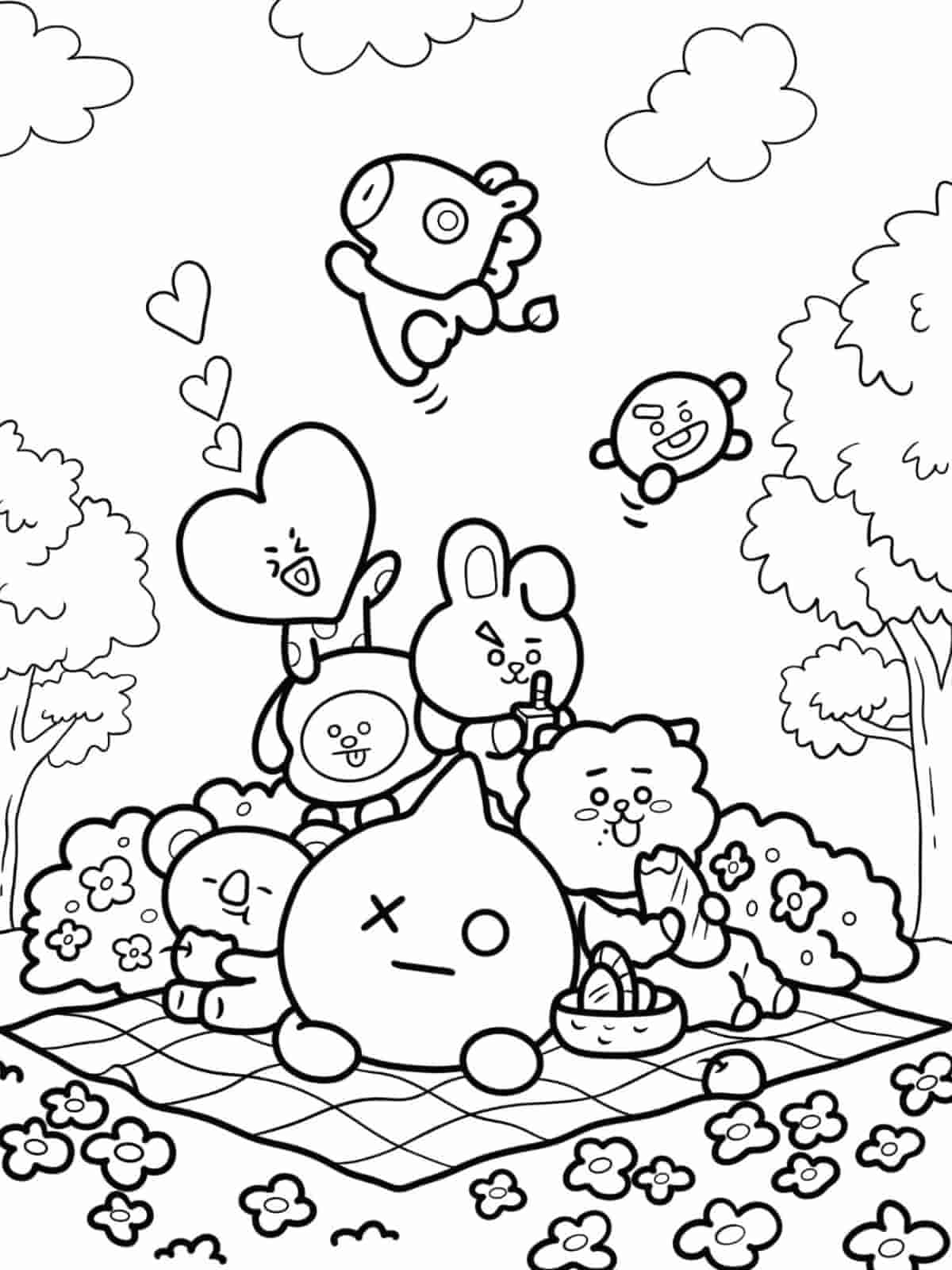 Bt21 Summer Fun Coloring Pages