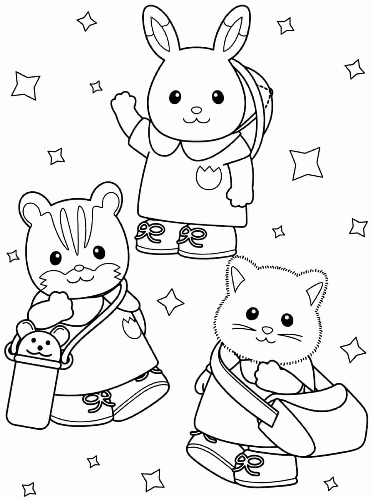 Calico Critters In Garden Coloring Pages