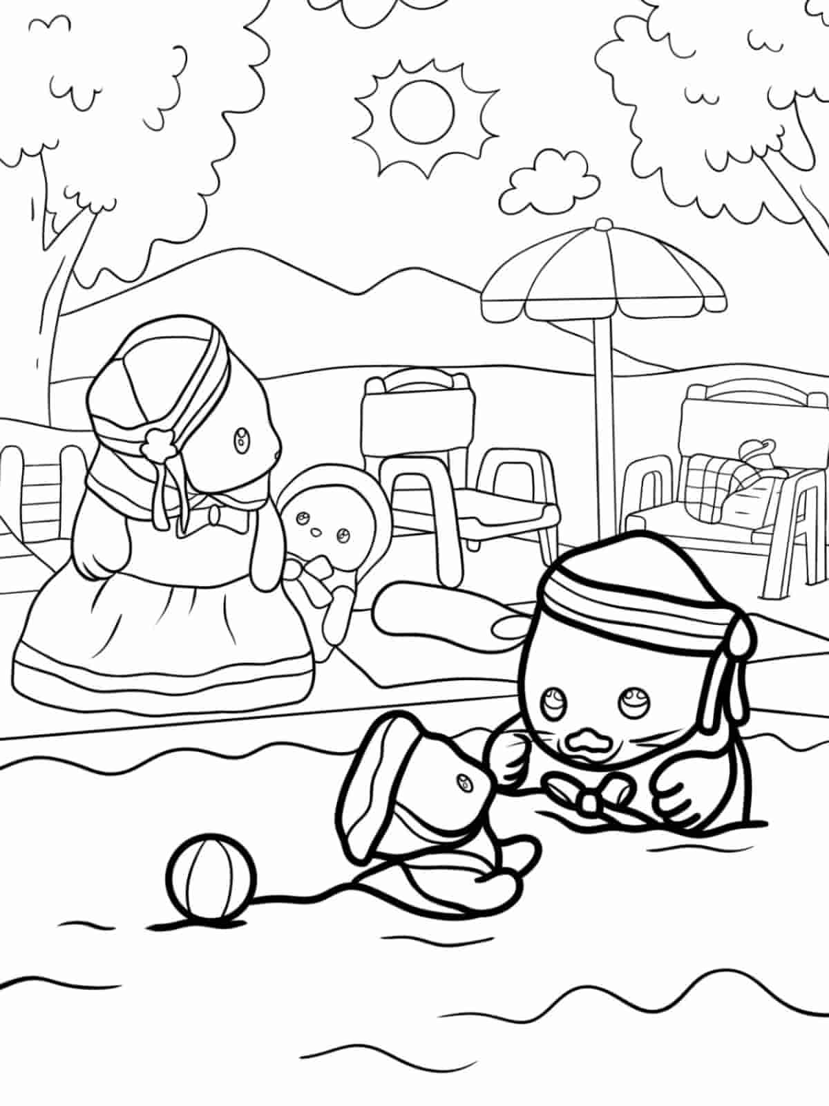 Calico Critters Picnic Coloring Pages