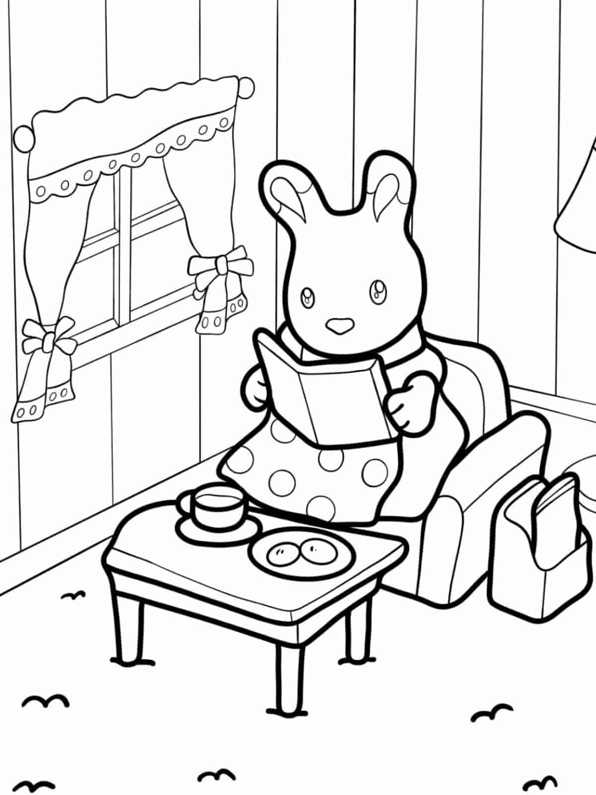 Calico Critters Reading Book Coloring Pages