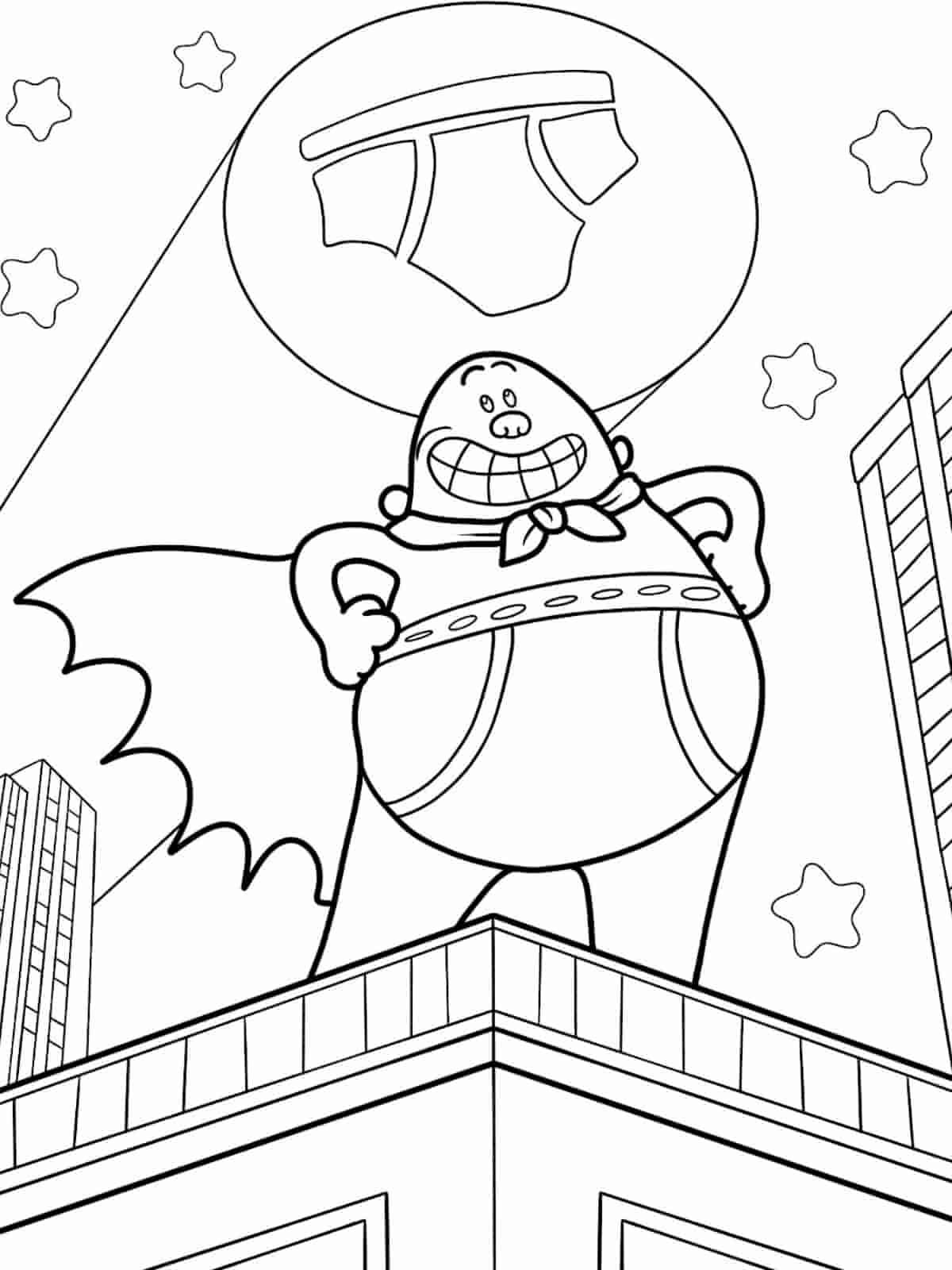 Captain Underpants With Cape Coloring Pages