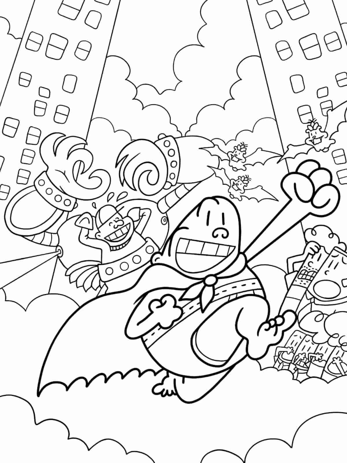 Captain Underpants With Sidekicks Coloring Pages