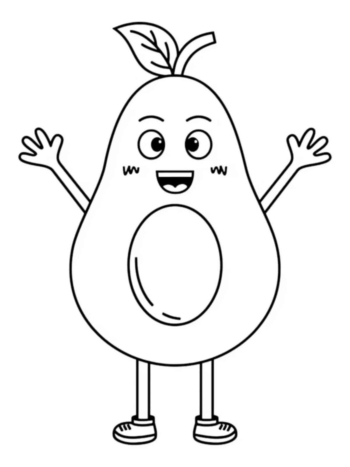 Cartoon Avocado Coloring Pages