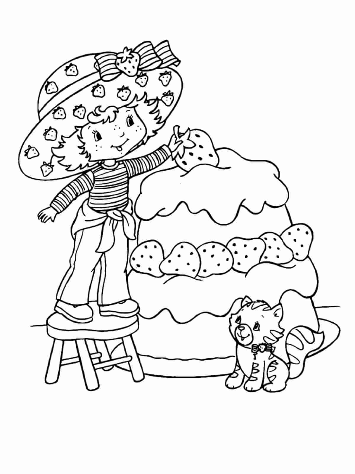 Cartoon Strawberry Coloring Pages For Kids