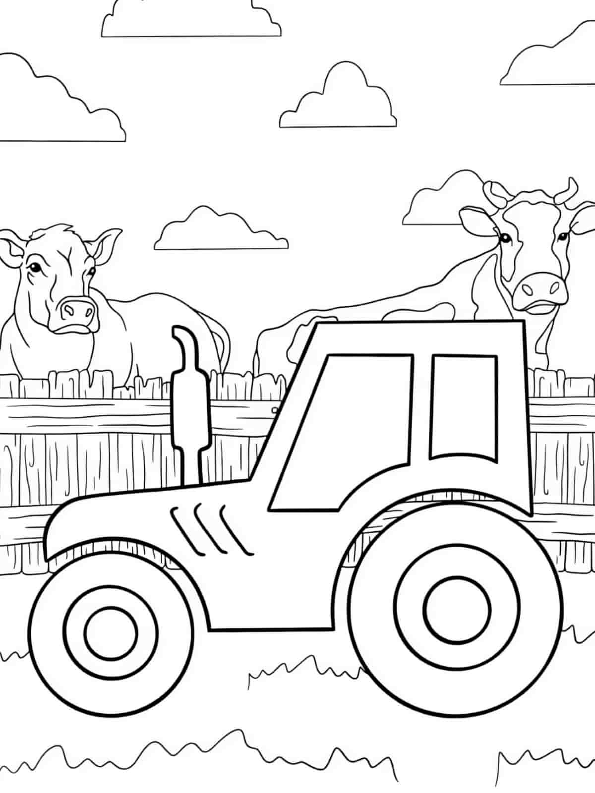 Cartoon Tractor Coloring Pages