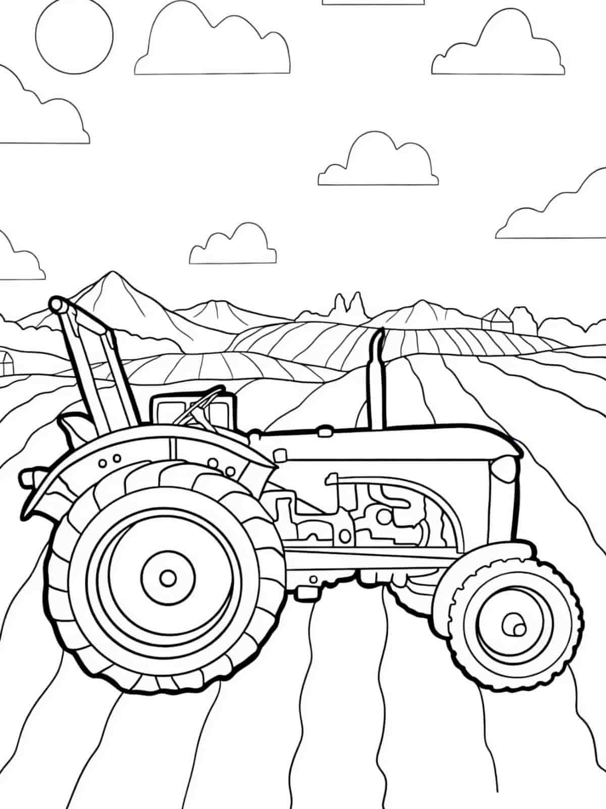 Cartoonish Tractor Coloring Pages