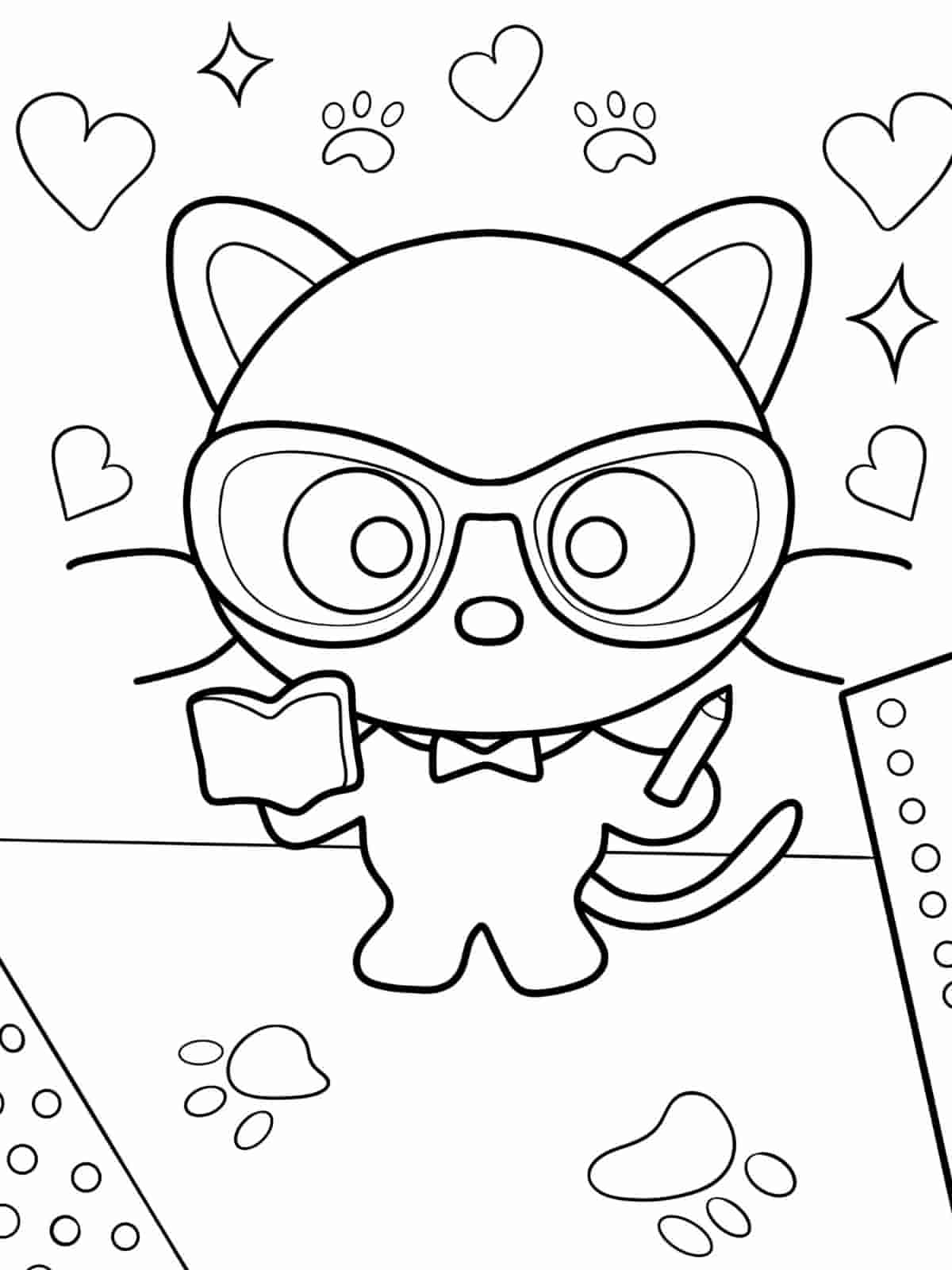 Chococat And Hearts Coloring Pages