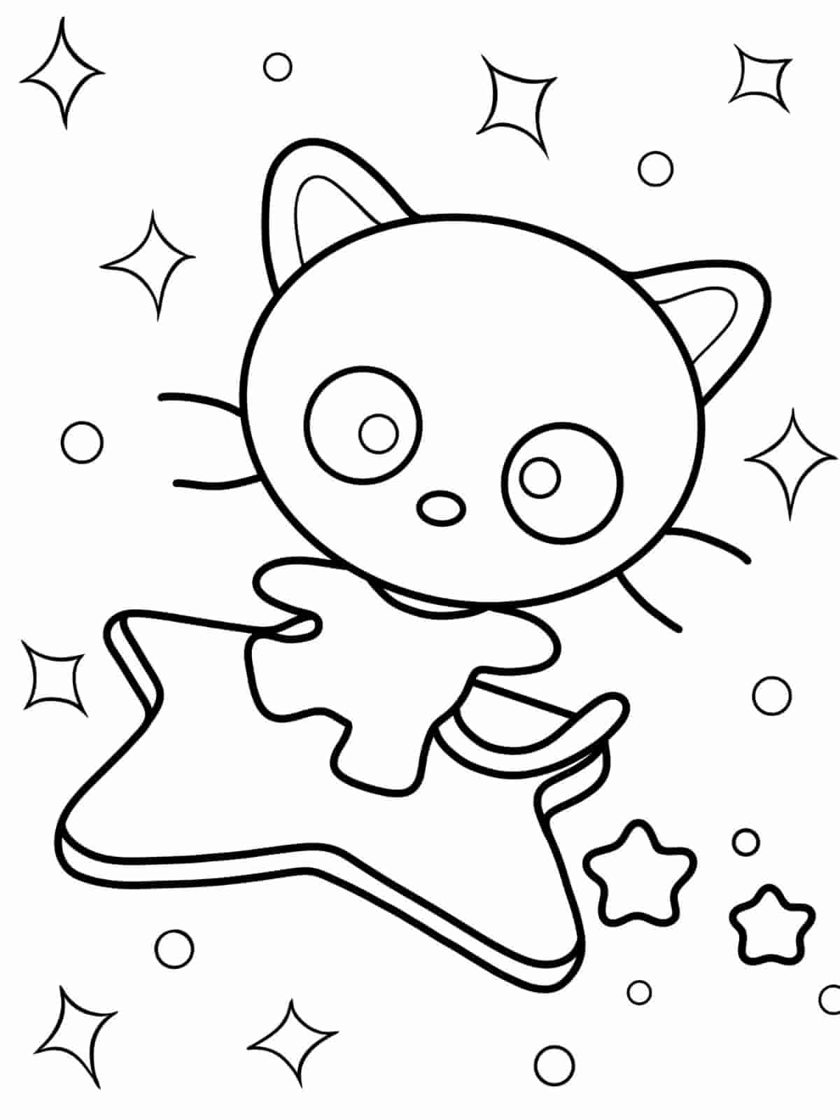 Chococat Reading Book Coloring Pages