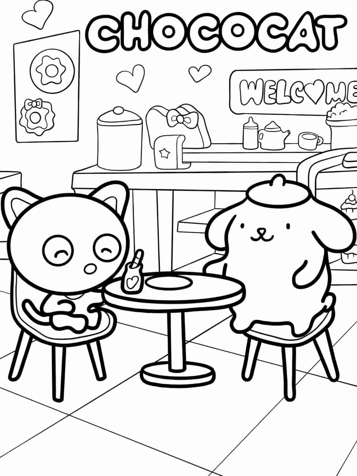 Chococat With Balloon Coloring Pages