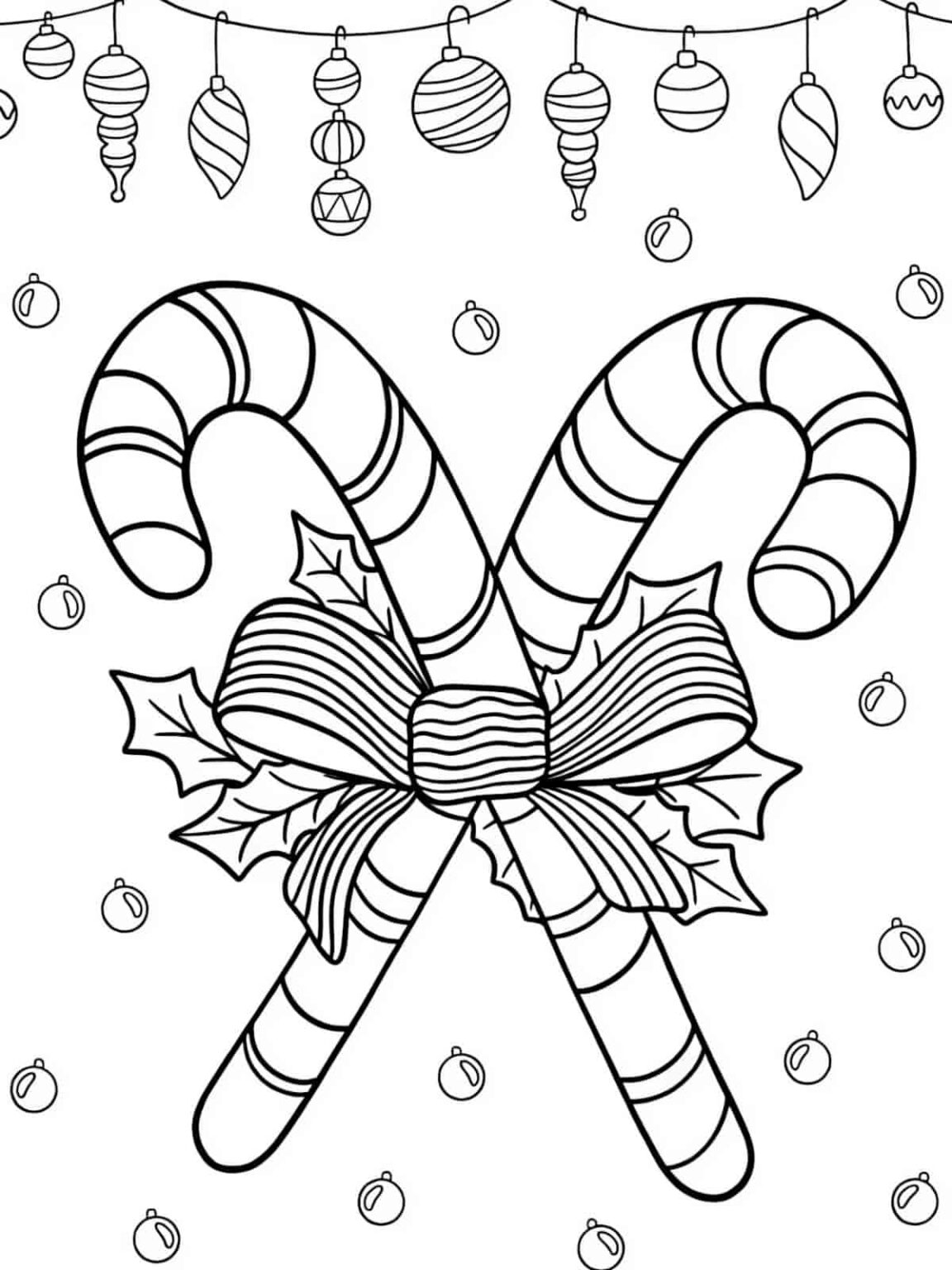 Candy Cane Coloring Pages Sweeten - Christmas Candy Cane Coloring Page 1152x1536