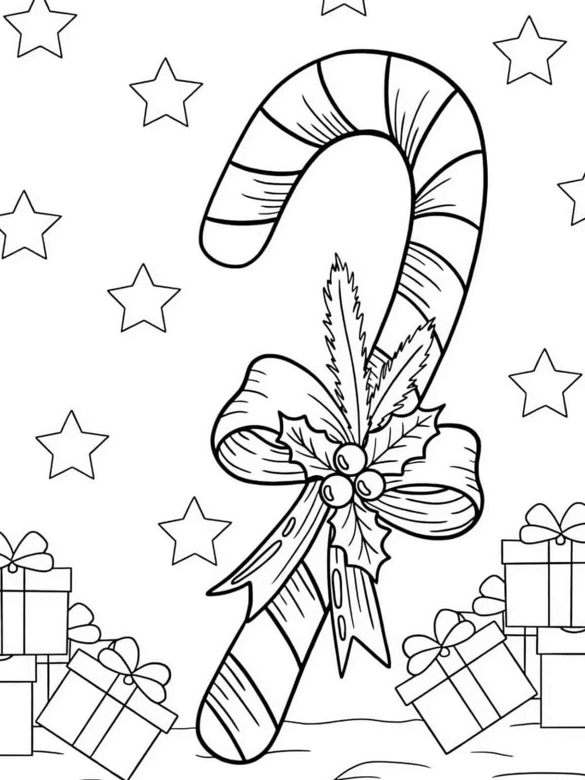 Candy Cane Coloring Pages Sweeten - Christmas Candy Cane Coloring Sheets 1152x1536 