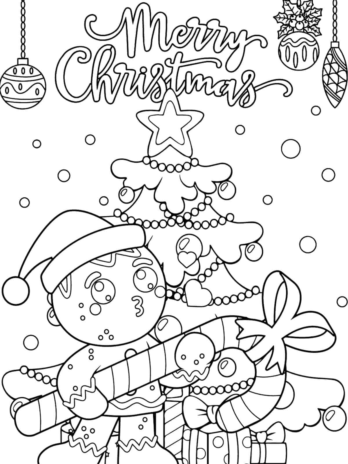 Christmas Tree Candy Cane Coloring Sheet For Kids