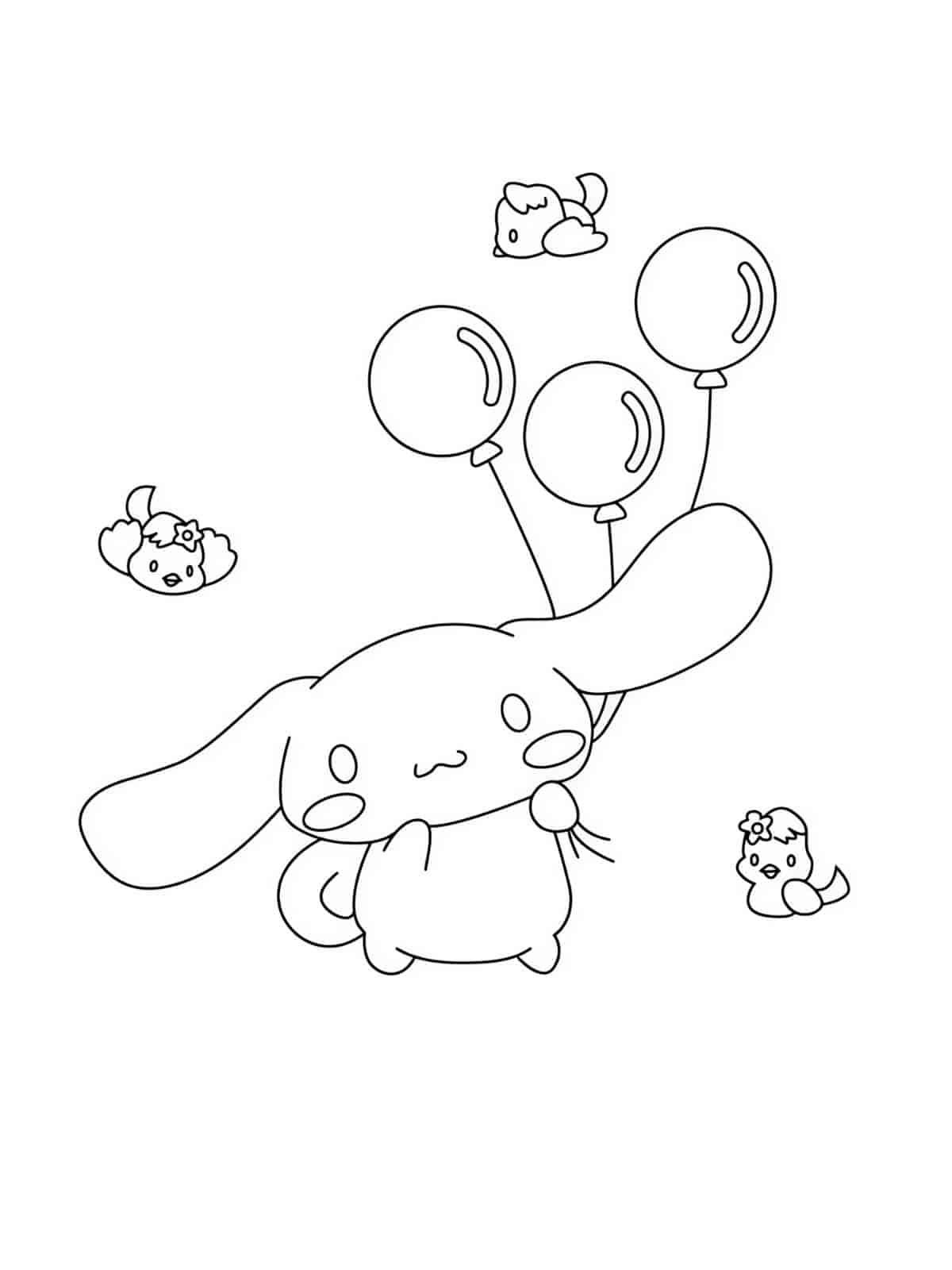 Cinnamoroll Flying In A Hot Air Balloon Coloring Page