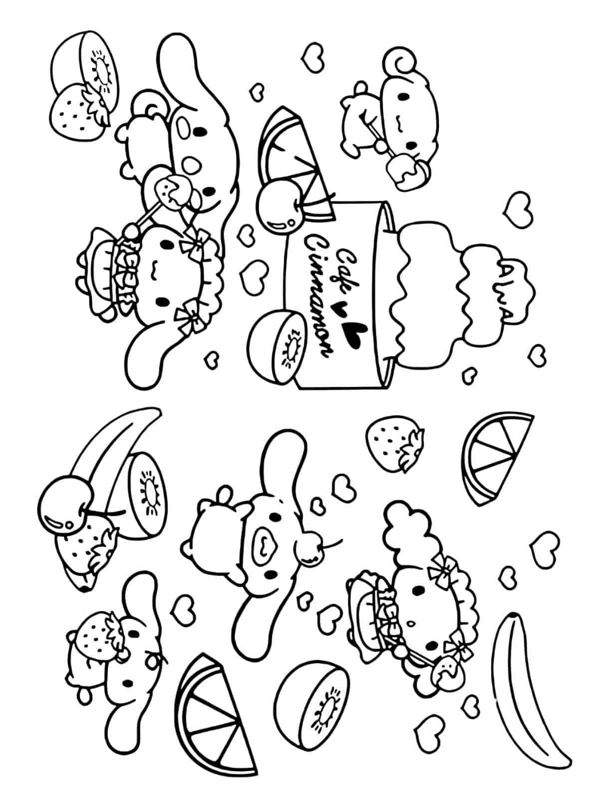 Cinnamoroll In A Cafe Coloring Pages