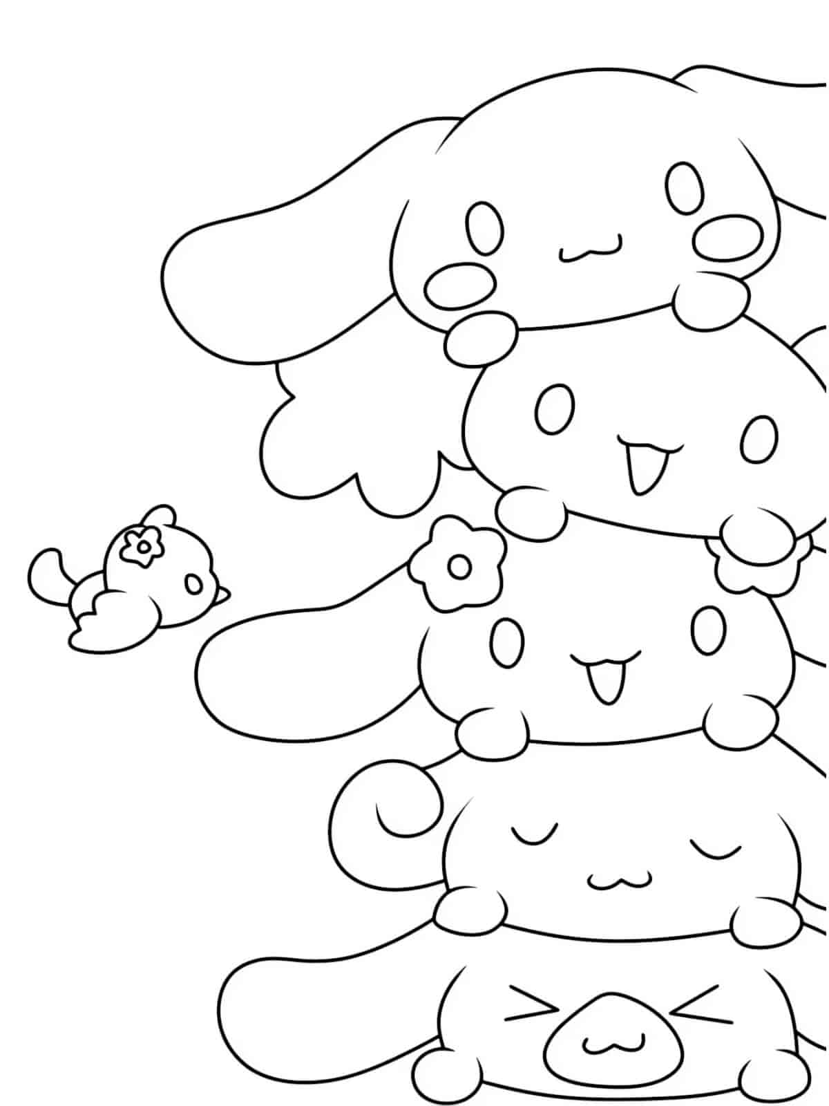 Cinnamoroll Playing Hide And Seek Coloring Page