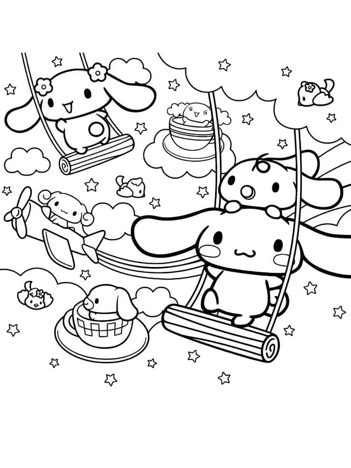 Cinnamoroll Playing In The Park Coloring Pages