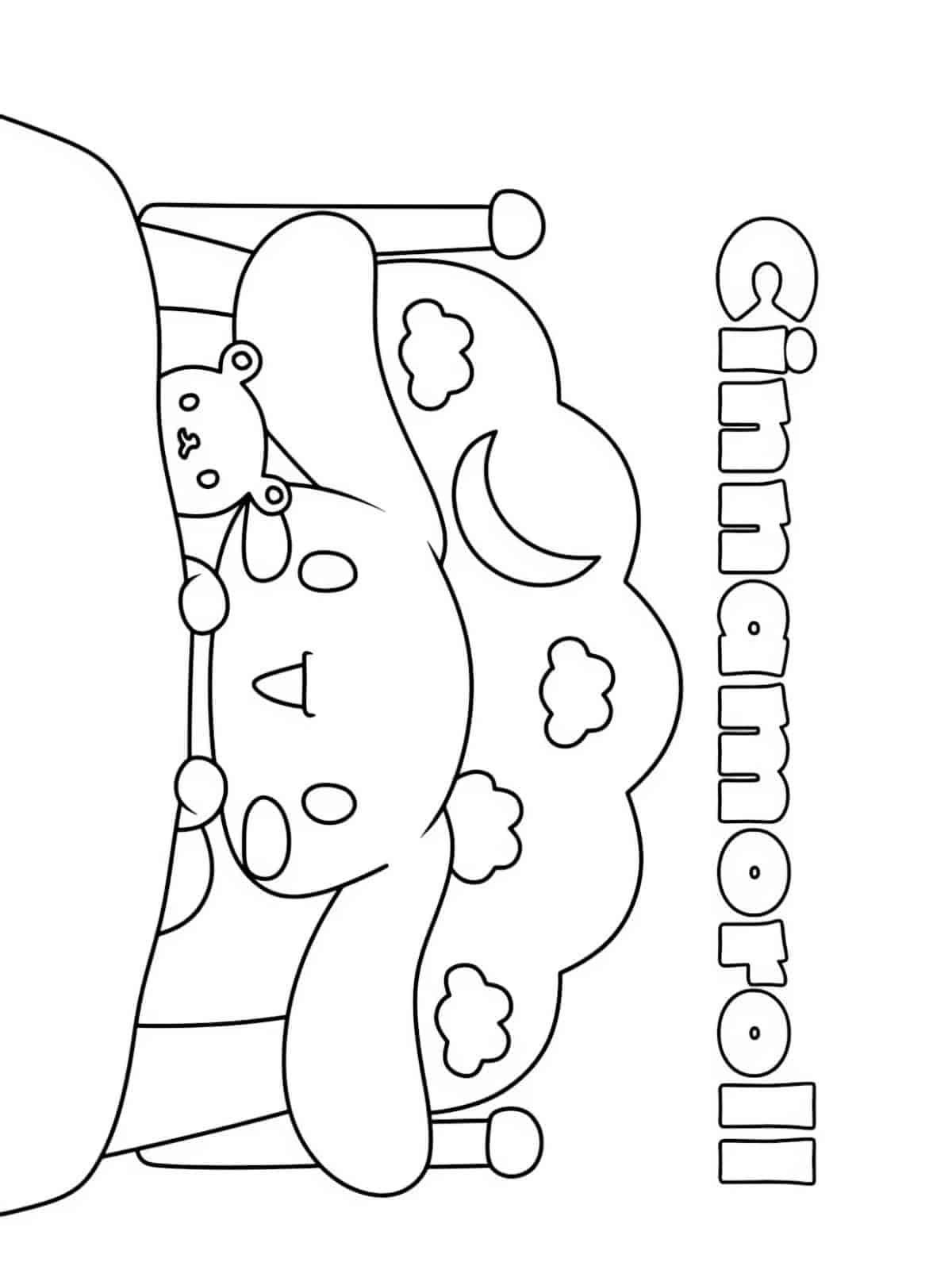 Cinnamoroll Sleeping In A Bed Coloring Pages