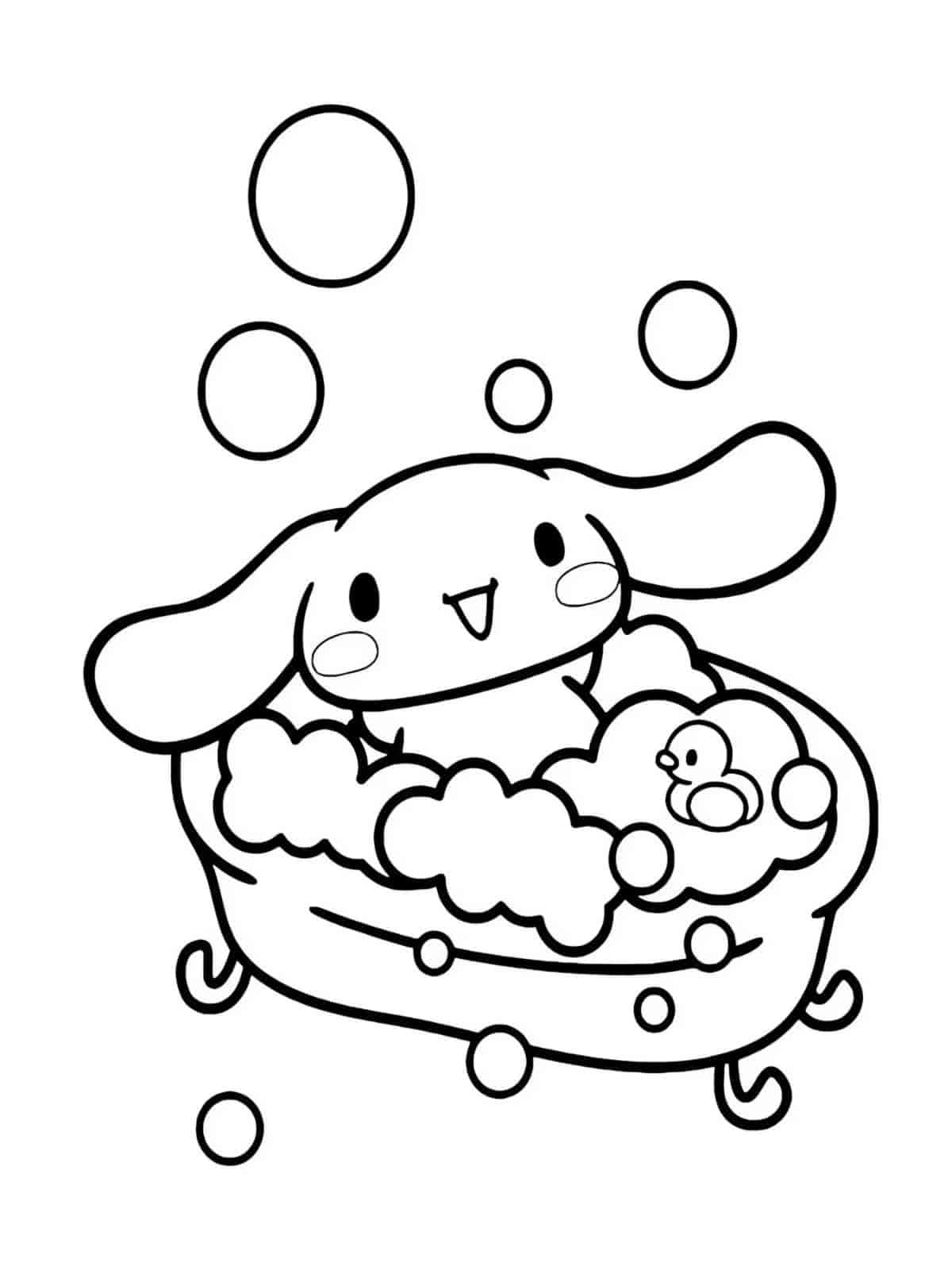 Cinnamoroll Taking A Bath Coloring Pages