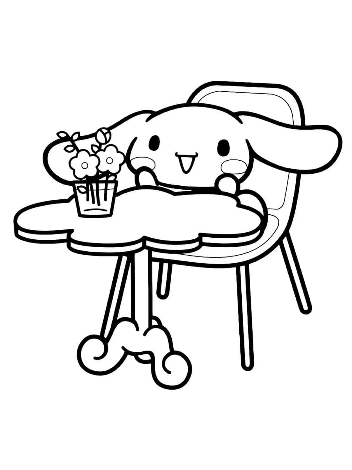 Cinnamoroll With Cafe Latte Coloring Pages