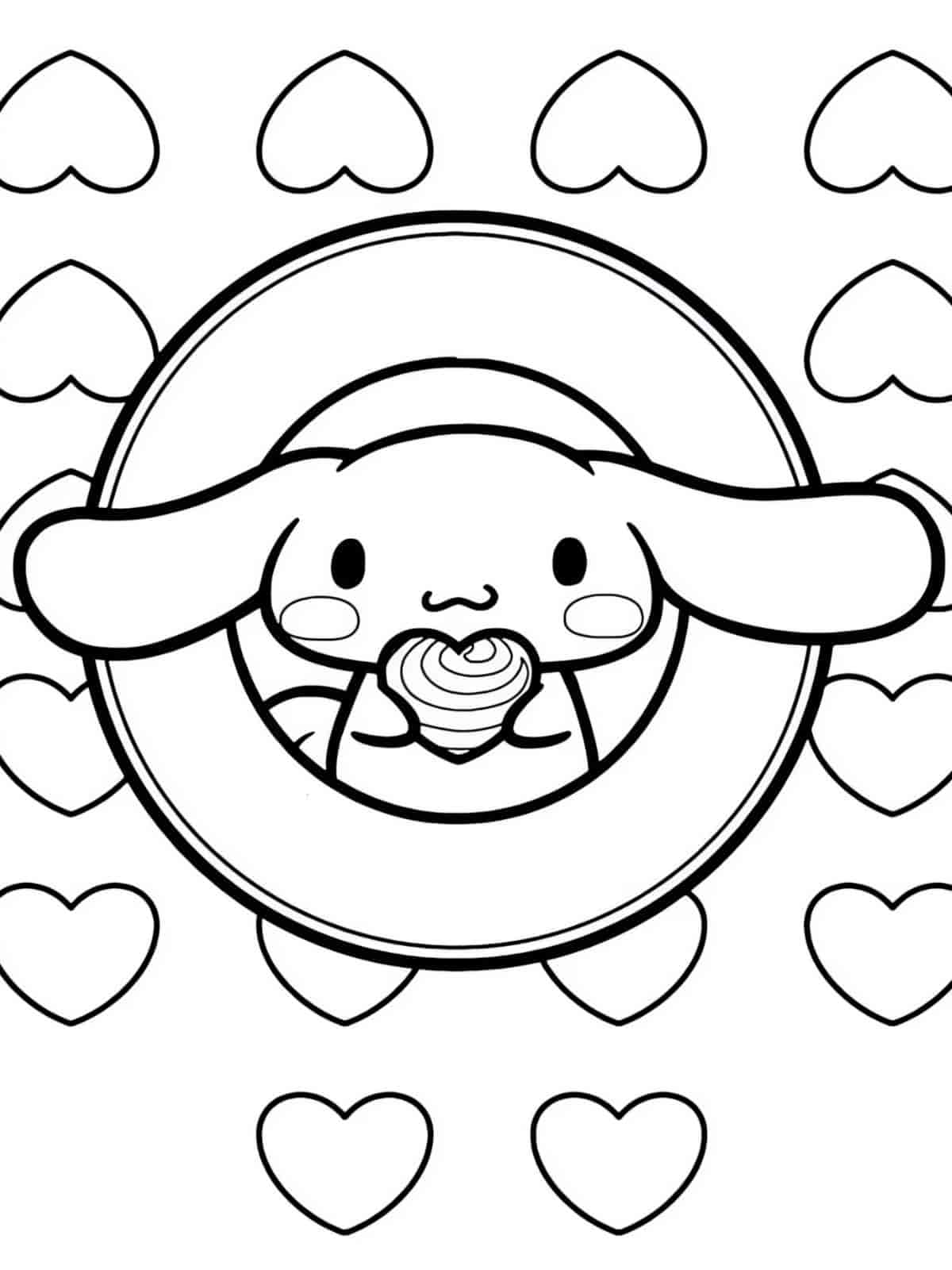 Cinnamoroll With Heart Coloring Page