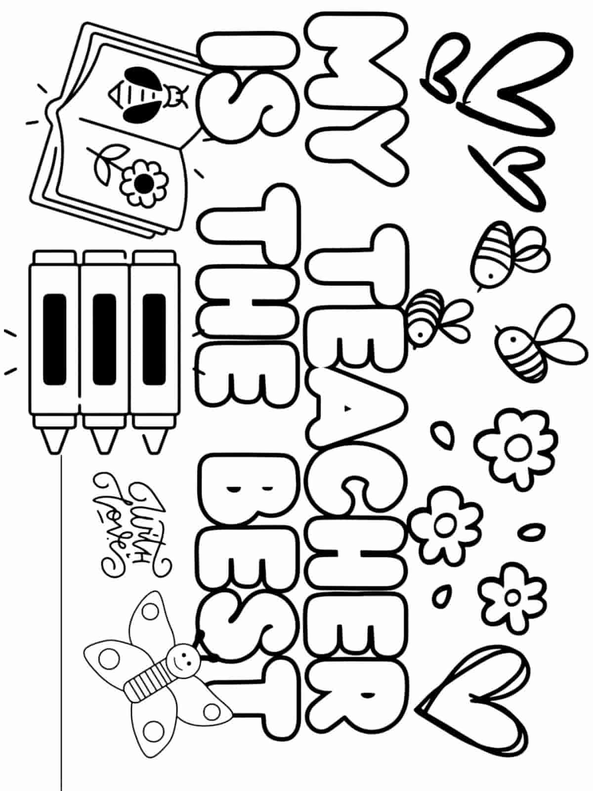 Colorful Teacher Day Coloring Pages