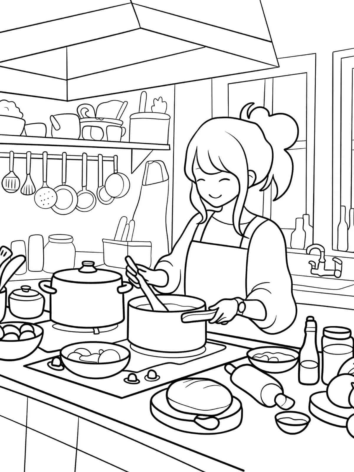 Cozy Kitchen Coloring Pages