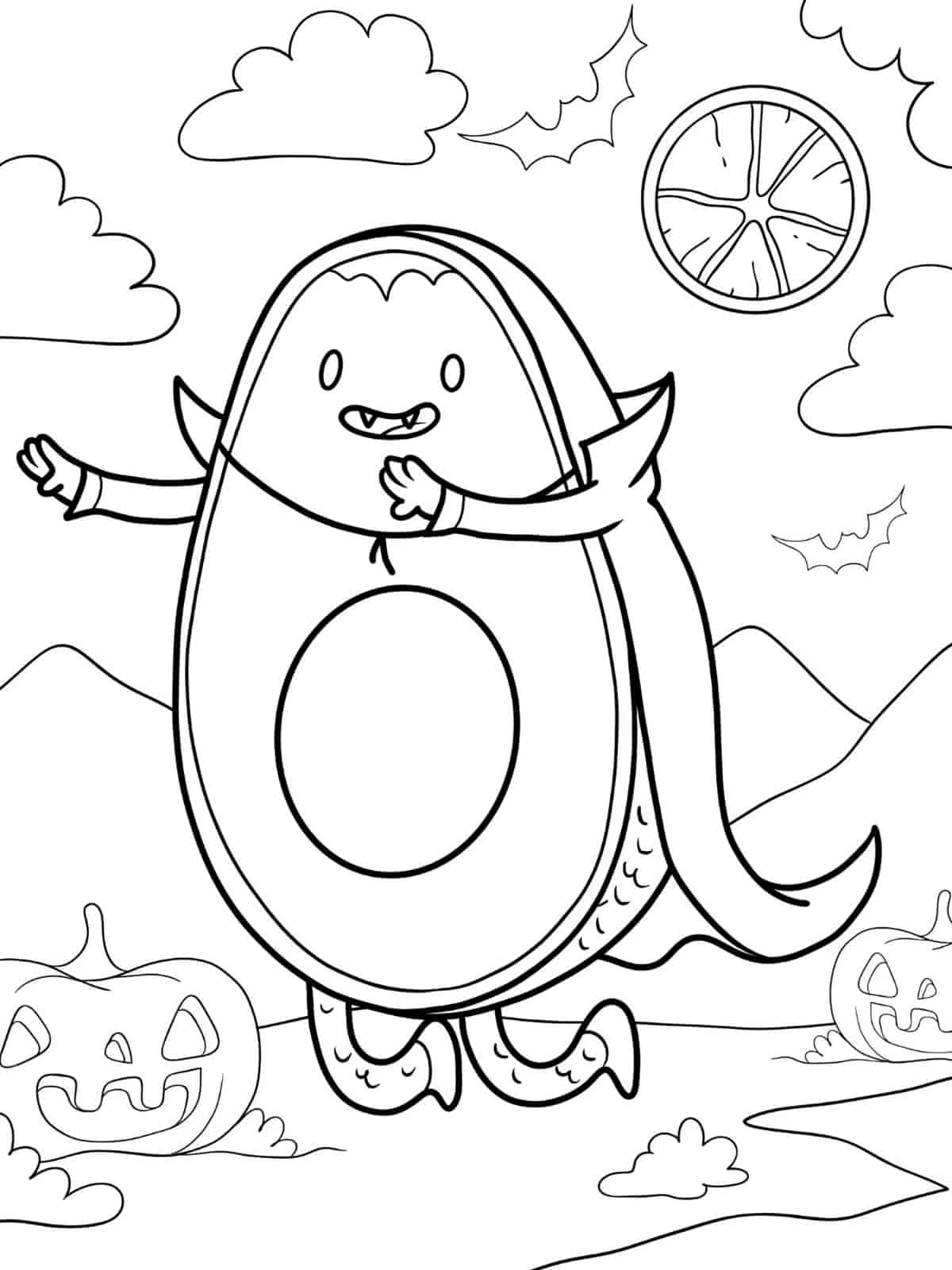 Cute Avocado Coloring Pages