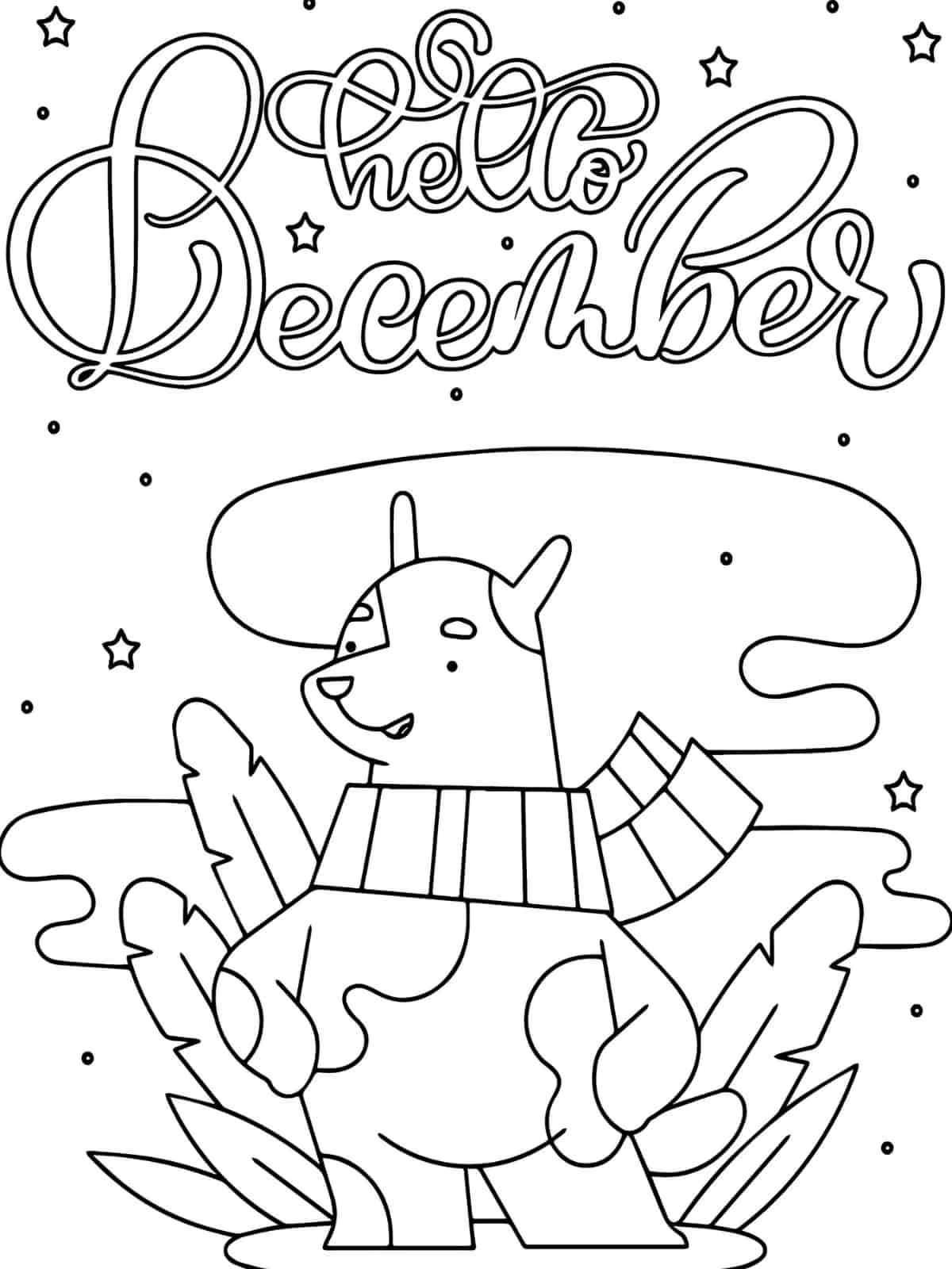 Cute Hello December Coloring Pages