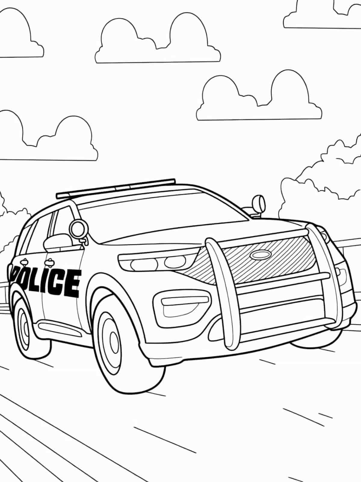 Cute Police Car Coloring Page