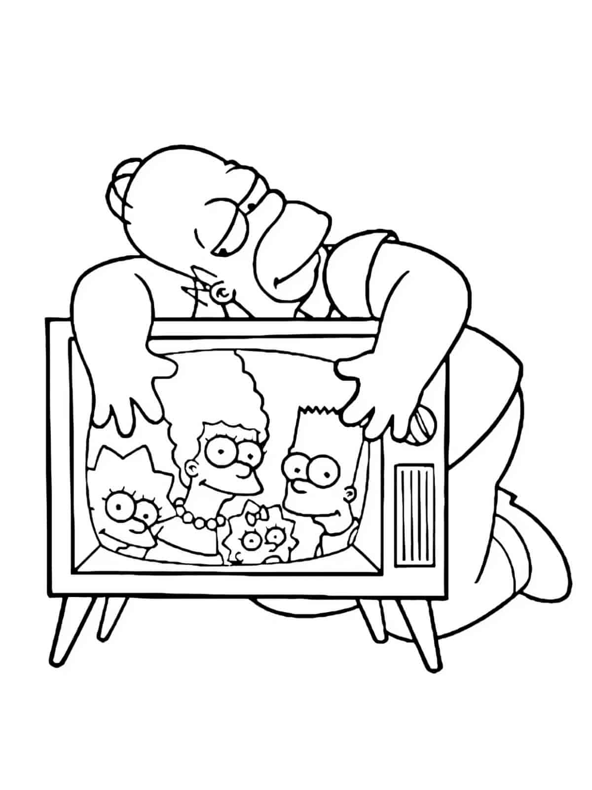 Cute Simpsons Family Cartoon Coloring Pages