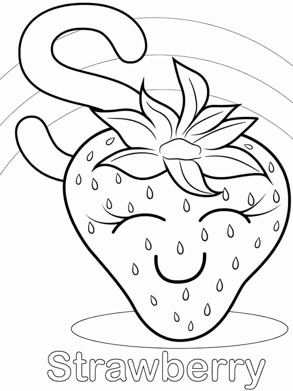 Cute Strawberry Coloring Pages For Kids