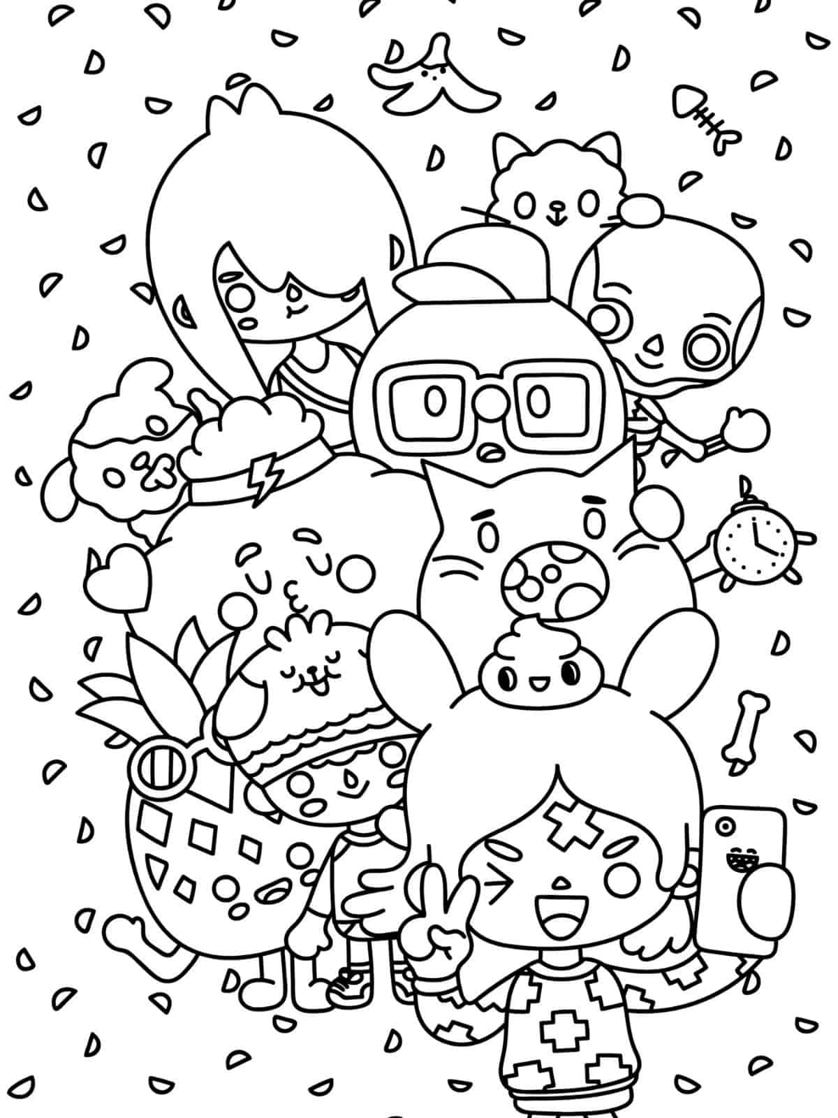 Cute Toca Boca Characters Coloring Pages