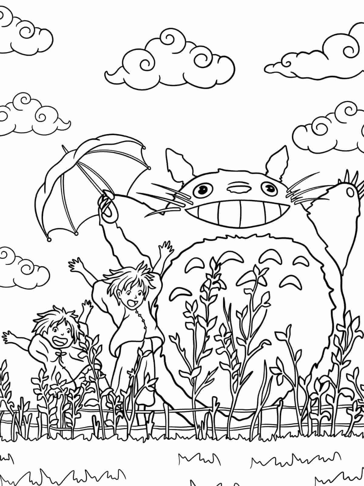 Cute Totoro Coloring Pages