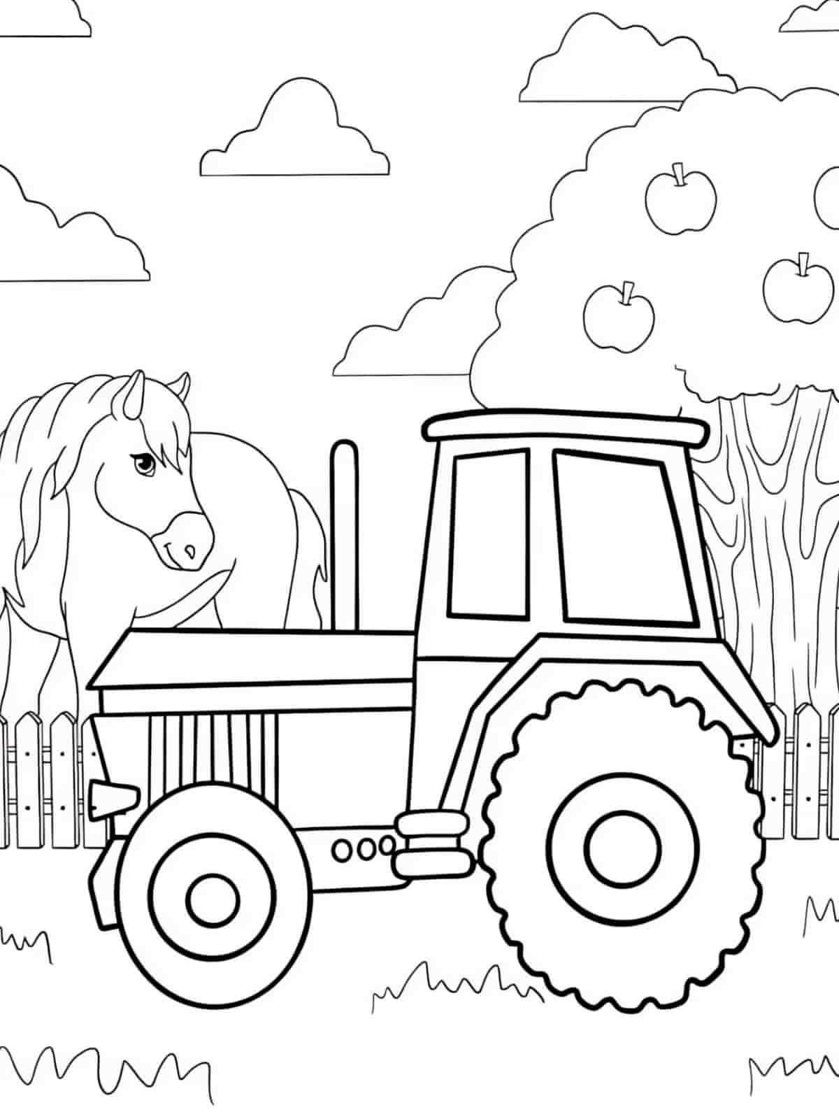 Cute Tractor Coloring Pages