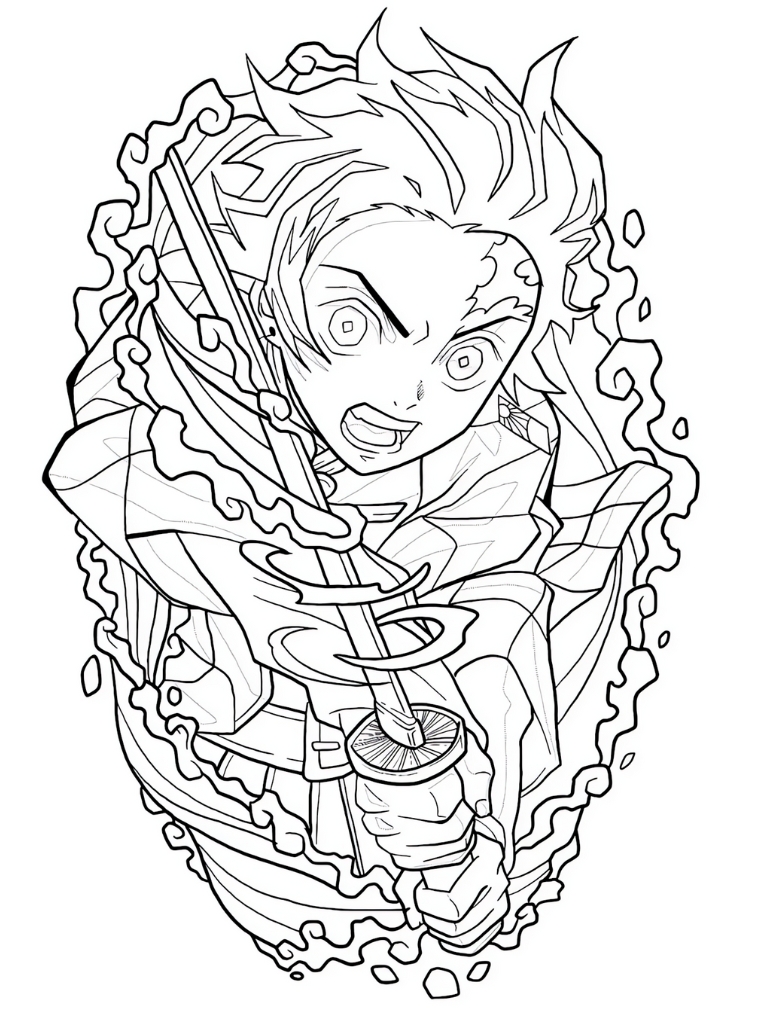 Demon Slayer Battle Scene Coloring Pages