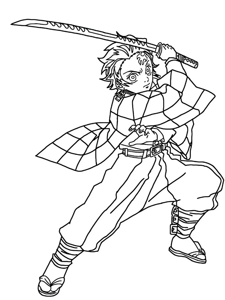 Demon Slayer Fight Against Akaza Coloring Pages