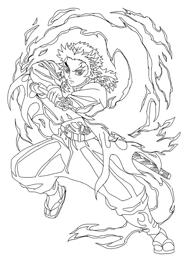 Demon Slayer Inosuke Dual Swords Coloring Pages