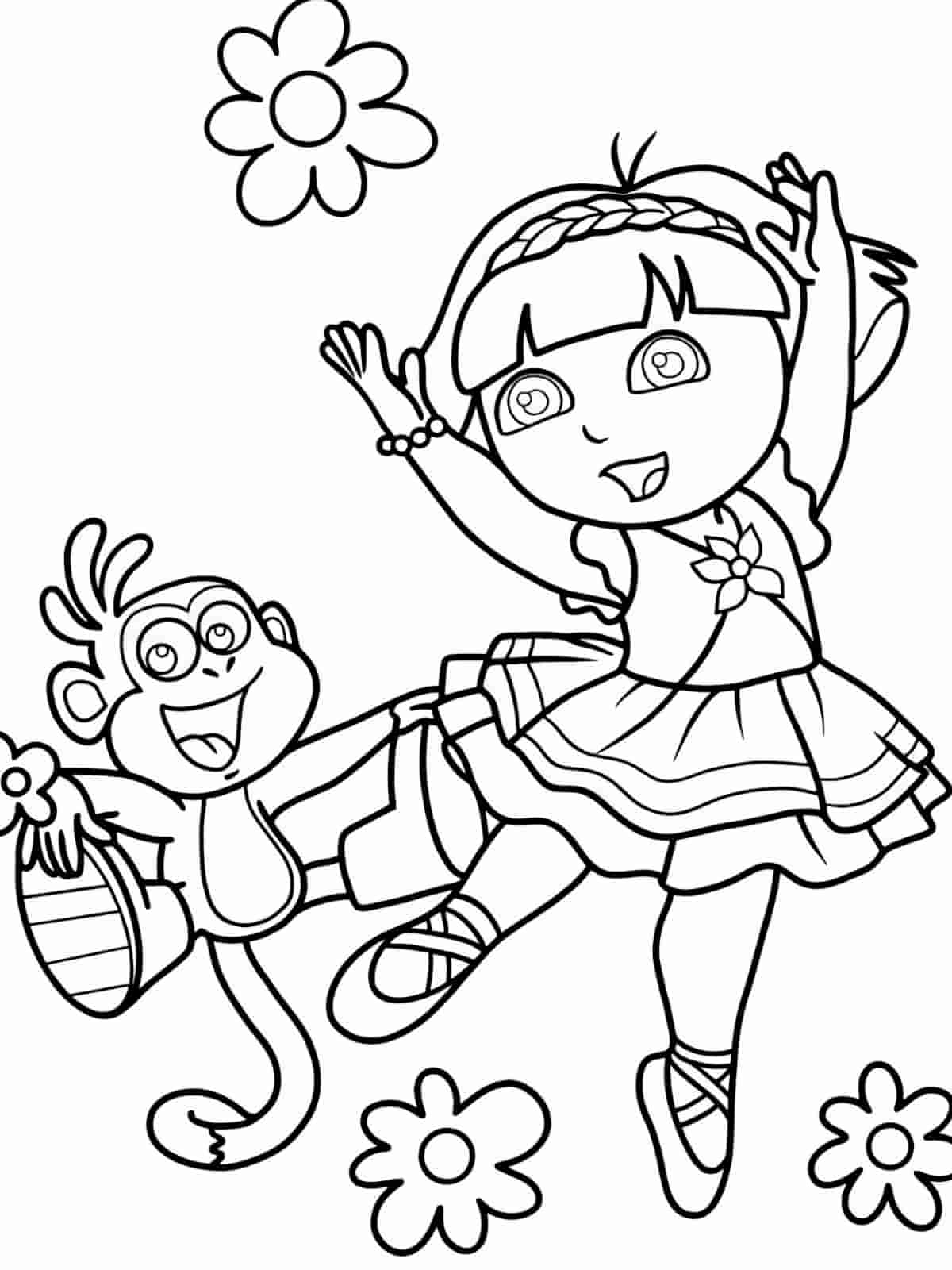 Dora At The Beach Coloring Pages