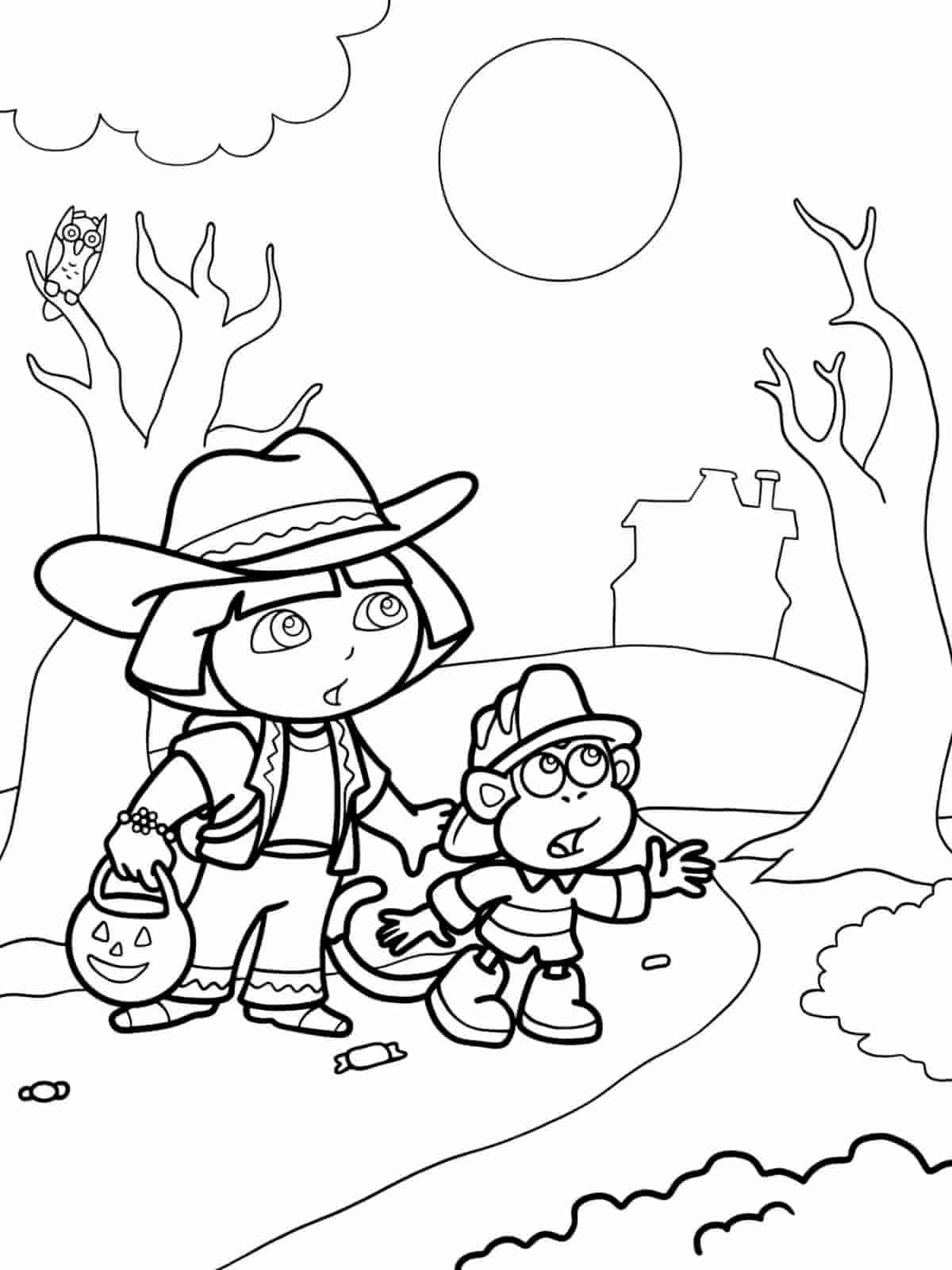 Dora Exploring Jungle Coloring Pages