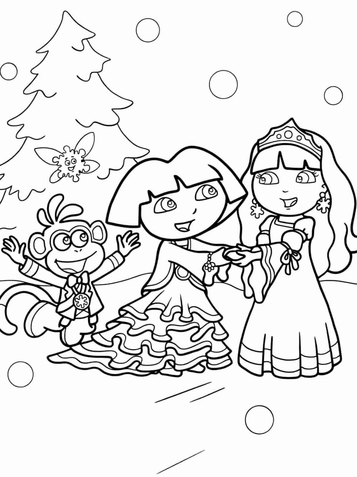 Dora In Winter Coloring Pages