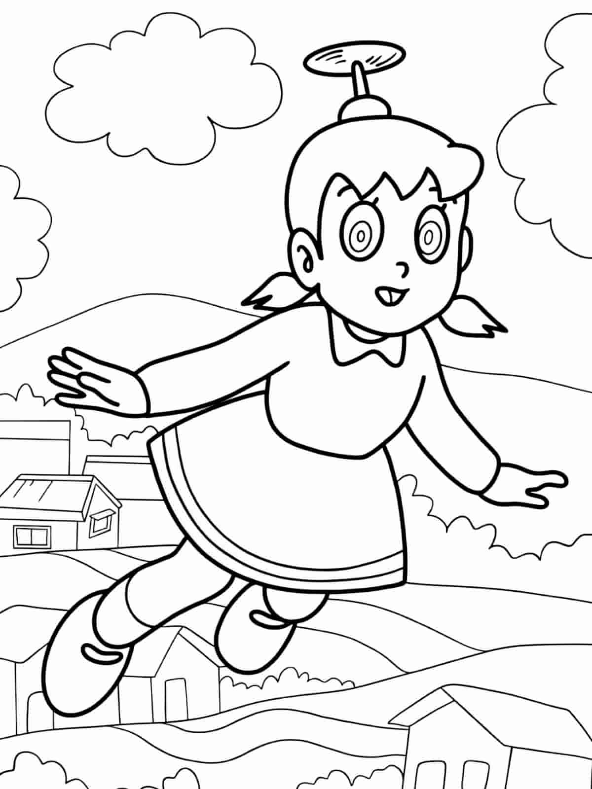 Doraemon Winter Theme Coloring Pages